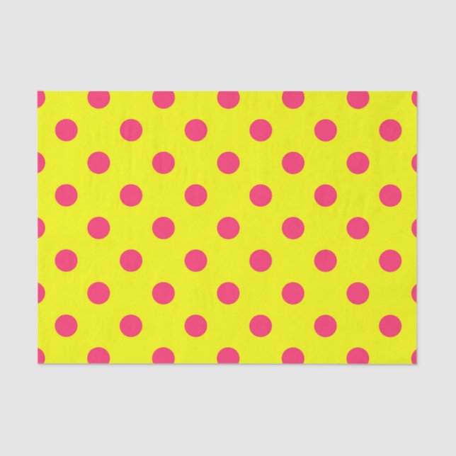 Pink On Yellow Polka Dots Pattern Design  Tissue Paper (Front)
