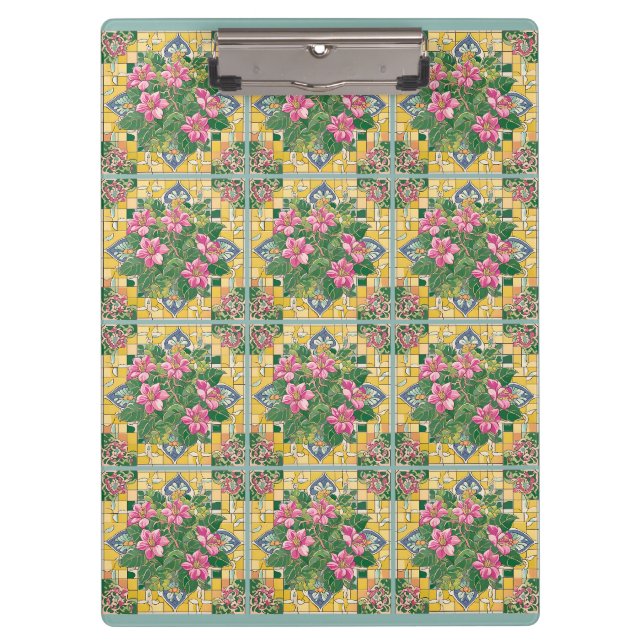 Pink on Yellow Tile Clipboard (Front)