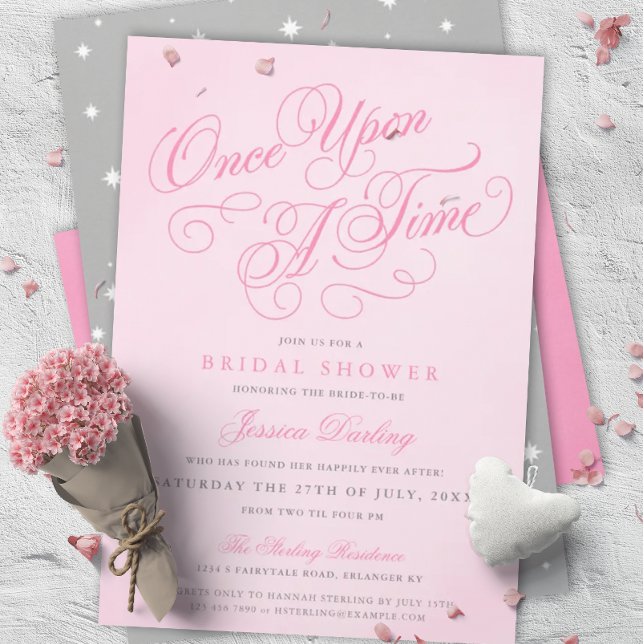 Pink Once Upon A Time Bridal Shower Invitations (Creator Uploaded)