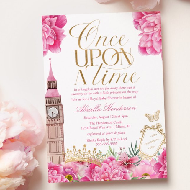 Pink Once Upon a Time Princess Baby Shower Invitation (Creator Uploaded)