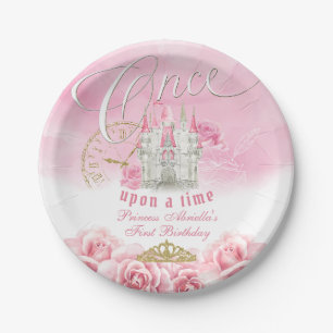 Pink Once Upon a Time Princess Birthday Paper Plate