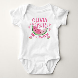 Pink One In A Melon 1st Birthday Baby Bodysuit