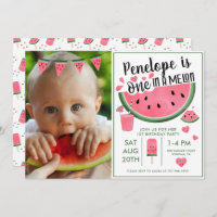 Pink One In A Melon Photo Girl's 1st Birthday