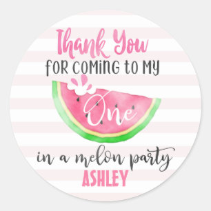 Pink one in a melon thank you birthday sticker