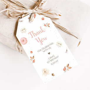 Pink One Little Pumpkin Birthday Party Favour Tags