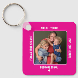 Pink One Photo Mother's Day Gift Keychain