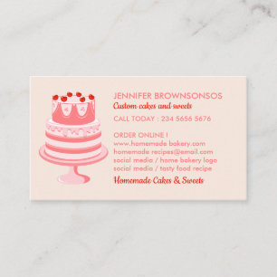 Pink One Side Bakery pastry cake maker Business Card
