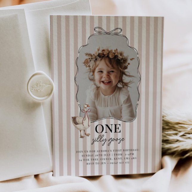Pink One Silly Goose 1st Birthday Invitation (Zazzle Pink One Silly Goose 1st Birthday Invitation
)