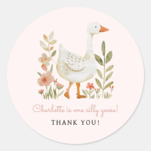 Pink One Silly Goose Birthday Classic Round Sticker