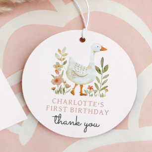 Pink One Silly Goose Birthday Favour Tags