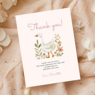 Pink One Silly Goose Birthday Thank You Card