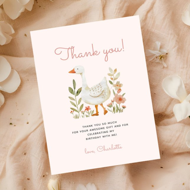Pink One Silly Goose Birthday Thank You Card (Creator Uploaded)