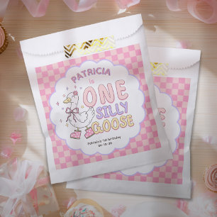 Pink One Silly Goose-Girl First Birthday Favour Bags