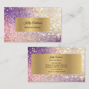 Pink opal gold textures marble business card