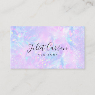 Pink Opal Holographic Glitter Business Card