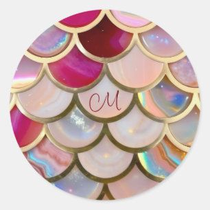 Pink Opal Iridescent Mermaid Scales Classic Round Sticker