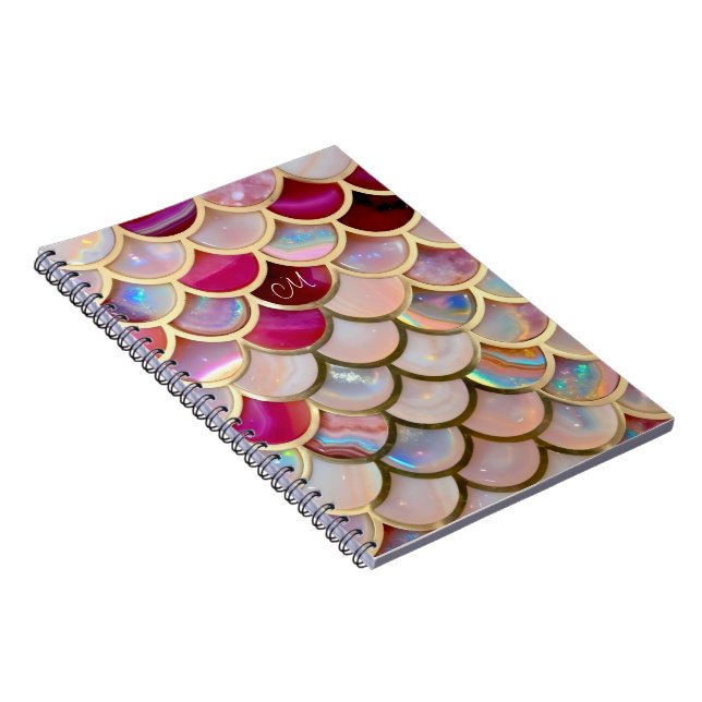 Pink Opal Iridescent Mermaid Scales Notebook (Right Side)