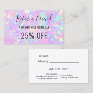 pink opal referral business card