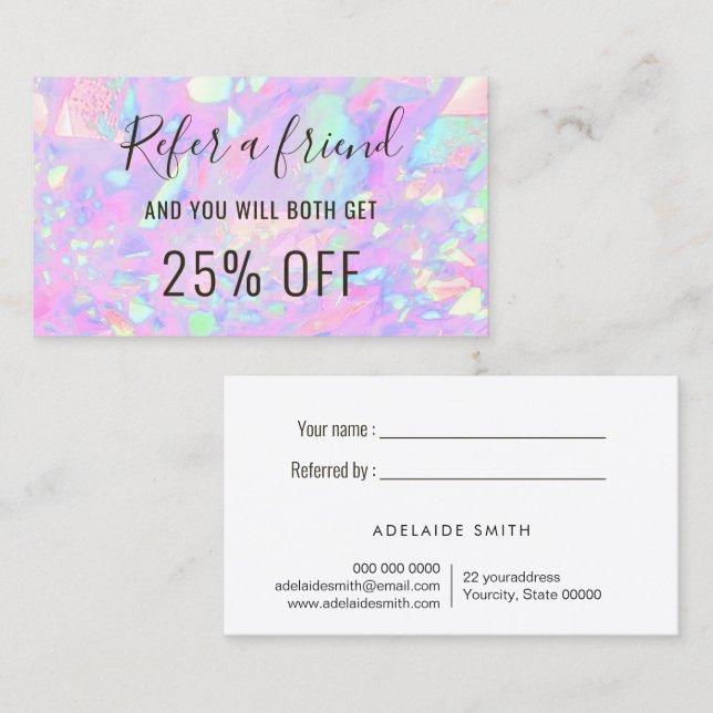 pink opal referral business card (Front/Back)