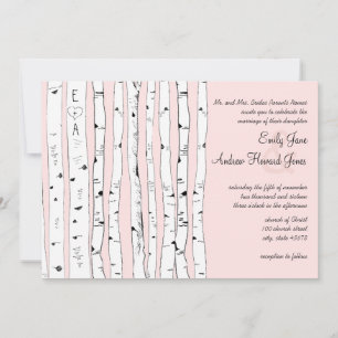 PINK OR ANY COLOR Birch Tree Wedding Invitations