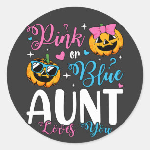 Pink Or Blue Aunt Loves You Pumpkin Baby Classic Round Sticker