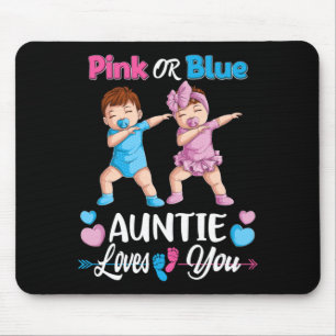 Pink Or Blue Auntie Loves Baby Gender Reveal Party Mouse Mat