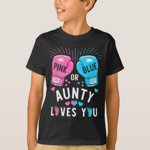 Pink Or Blue Aunty Loves You Boxing Gender Reveal T-Shirt