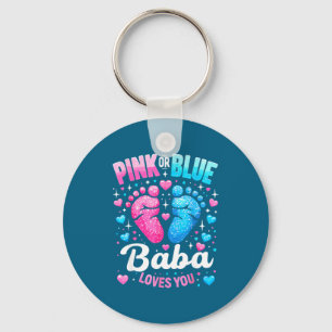 Pink or blue baba loves gender reveal baby shower key ring