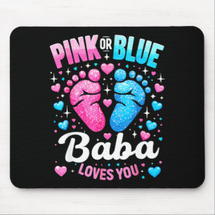 Pink or blue baba loves gender reveal baby shower mouse mat