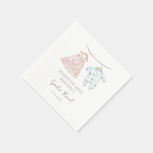 Pink or Blue Baby Clothes Boho Gender Reveal Napkin