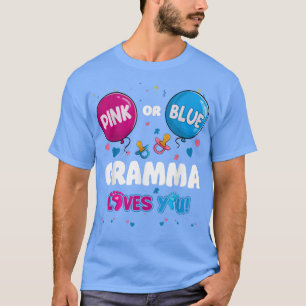 Pink or Blue Balloon Gramma Loves You Gender Revea T-Shirt