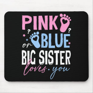 Pink or blue big-sister loves gender reveal women mouse mat
