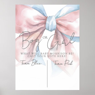 Pink Or Blue Bow Gender Reveal Party Poster