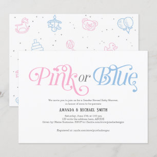 Pink or Blue, Boy or Girl, Modern, Gender Reveal Invitation