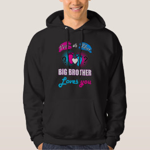 Pink Or Blue Brother Loves You Baby Gender Reveal Hoodie