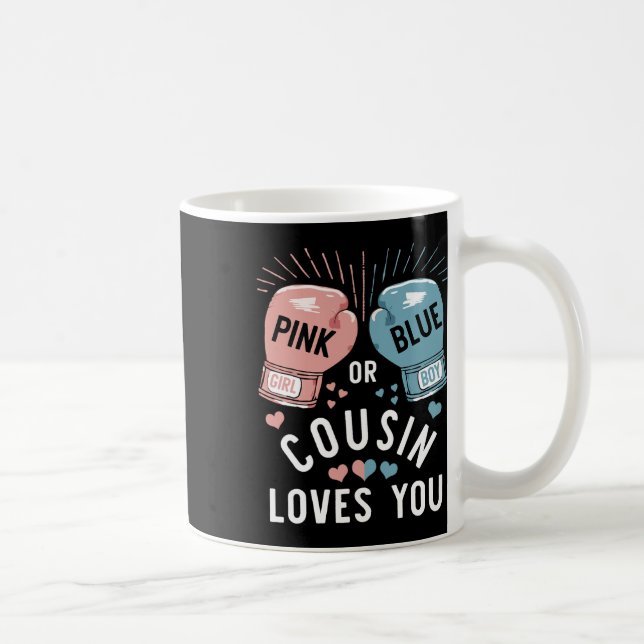 Pink Or Blue Cousin Loves You Boxing Gender Reveal Coffee Mug (Right)