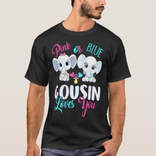 Pink Or Blue Cousin Loves You Elephants Baby Gende T-Shirt