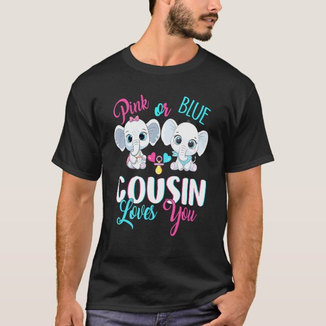 Pink Or Blue Cousin Loves You Elephants Baby Gende T-Shirt (Front)