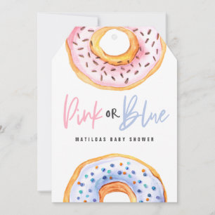 Pink or blue doughnut baby shower announcement