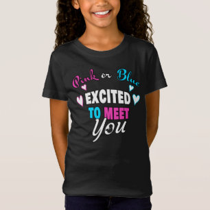 Pink or Blue Excited to Meet Baby Gender Reveal  T-Shirt