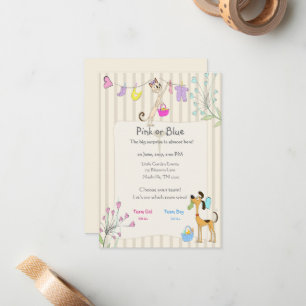 Pink or Blue Gender Reveal Dog & Cat Card