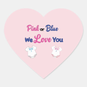 Pink or Blue Gender Reveal Heart Sticker