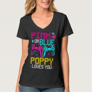 Pink Or Blue Gender Reveal Video Game Dad Gamer Po T-Shirt