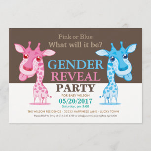 Pink or Blue Giraffe Gender Reveal Party RSVP Invitation