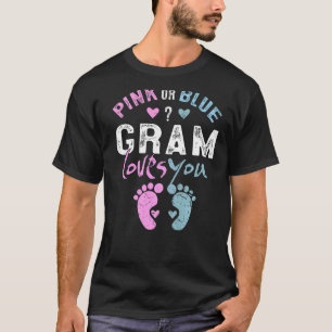 Pink or Blue Gram Loves You Grandma for Grandpare T-Shirt
