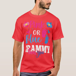 Pink or Blue Grammy Loves You Baby Gender Reveal P T-Shirt