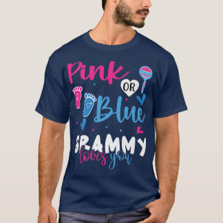 Pink or Blue Grammy Loves You Baby Gender Reveal P T-Shirt