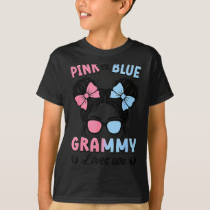 Pink Or Blue Grammy Loves You Gender Reveal Bows T-Shirt