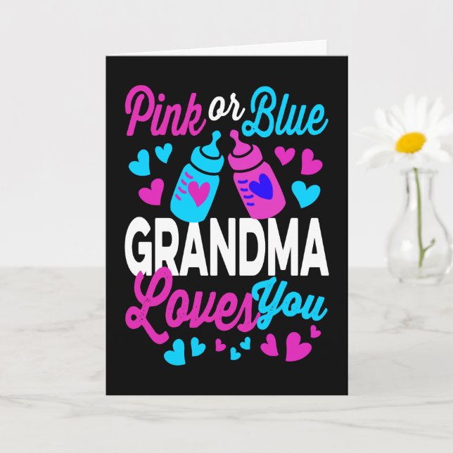 Pink or Blue GRANDMA Loves You | Keeper of Gender Card (Small Plant)