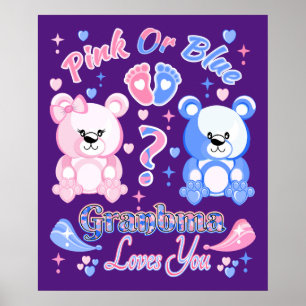 Pink Or Blue Grandma Loves You Poster